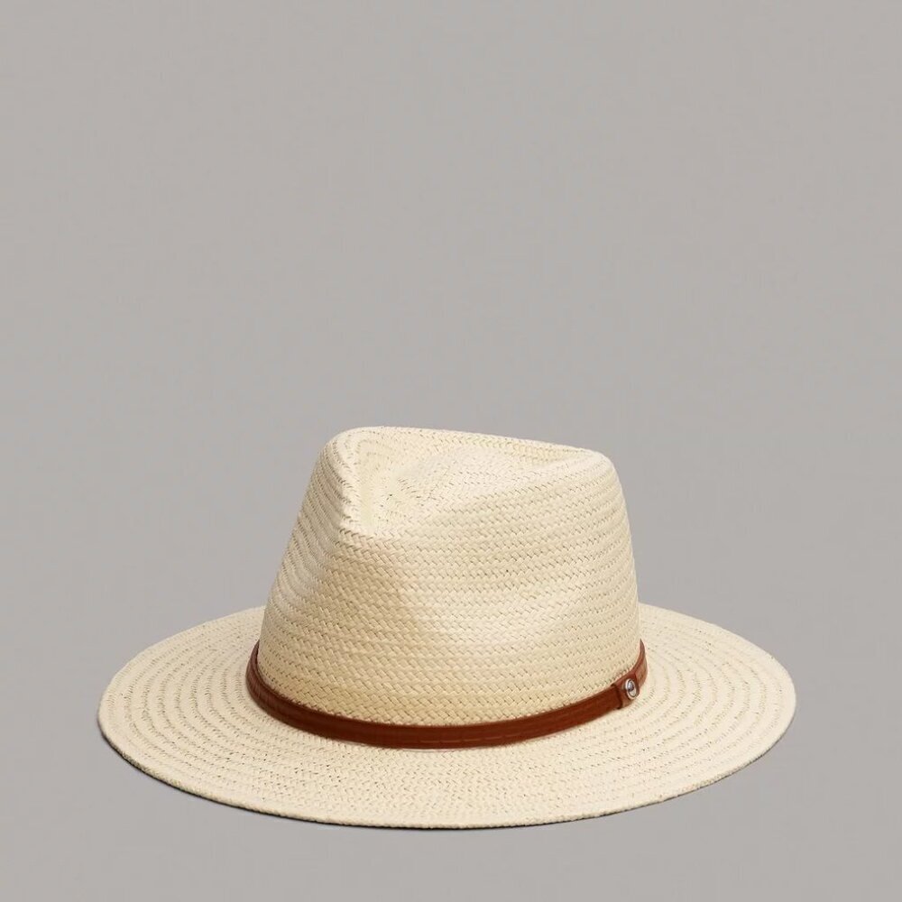 New Rag & Bone Leather Band Packable Fedora Straw Hat Small